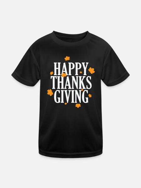 Happy Thanks Giving USA America Holiday - Kids Functional T-Shirt - black - Front