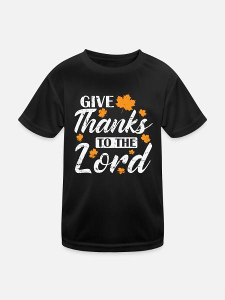 Give Thanks to the Lord USA America Holiday - Kids Functional T-Shirt - black - Front