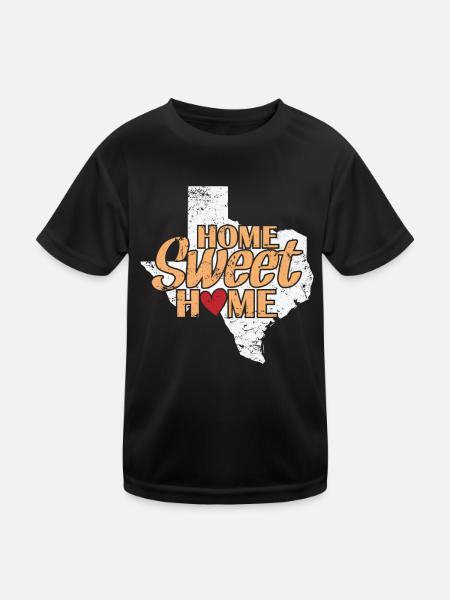 Home Sweet Home Texas Bundesstaat der USA - Kinder Funktions-T-Shirt - Schwarz - Vorne