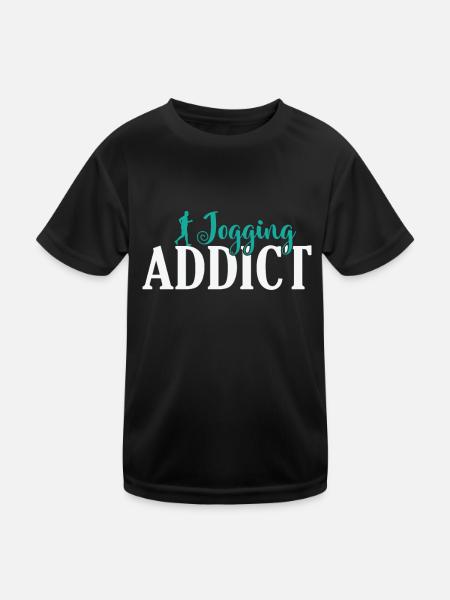 Jogging addict Fitness Sport Running - Kids Functional T-Shirt - black - Front