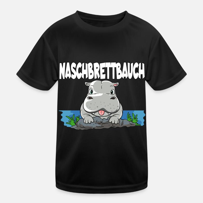 Naschbrettbauch Nilpferd Hippo Kinder Funktions-T-Shirt
