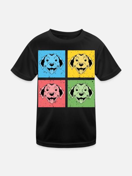 Hundeliebhaber Hunde Geschenk Pop Art Puggle - Kinder Funktions-T-Shirt - Schwarz - Vorne