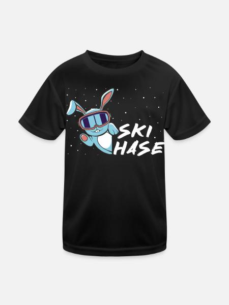 Skihase - Skifahren - Skiurlaub - Kinder Funktions-T-Shirt - Schwarz - Vorne