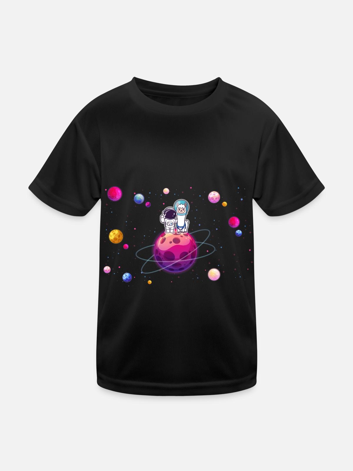 llama astronaut - Kids Functional T-Shirt - black - Front