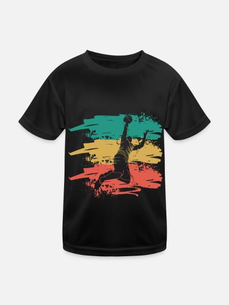 retro basketball - Kinder Funktions-T-Shirt - Schwarz - Vorne