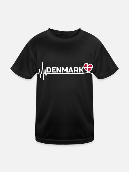 Denmark Sport Fan Football White - Kids Functional T-Shirt - black - Front