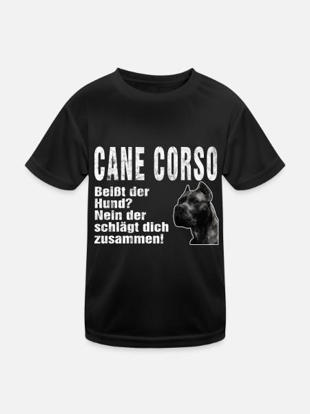 Cane Corso Dog Funny Saying Bite Beating - Kids Functional T-Shirt - black - Front