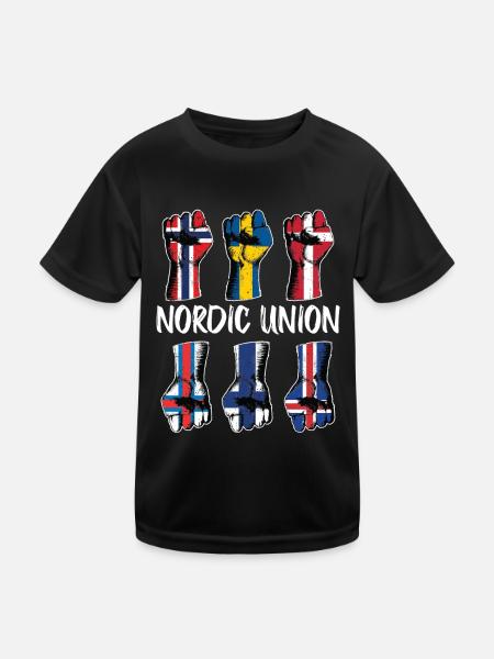 Union nordique Scandinavie Norvège Suède - T-shirt sport Enfant - noir - Devant