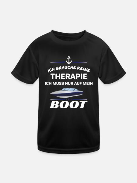 Traitement et bateau bateau bateau à moteur bateau de plaisance port - T-shirt sport Enfant - noir - Devant