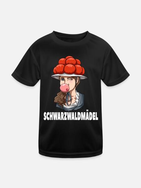 Bollenhut Schwarzwald Schwarzwaldmädel - Kinder Funktions-T-Shirt - Schwarz - Vorne