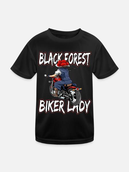 Black Forest Biker Lady Schwarzwald Motorrad - Kinder Funktions-T-Shirt - Schwarz - Vorne