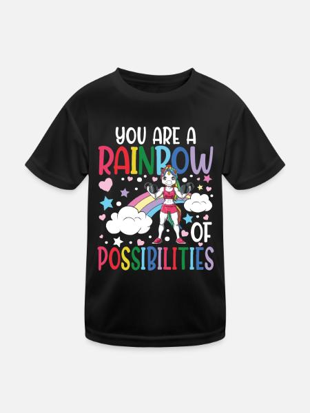 You Are A Rainbow Of Possibilities - Kinder Funktions-T-Shirt - Schwarz - Vorne