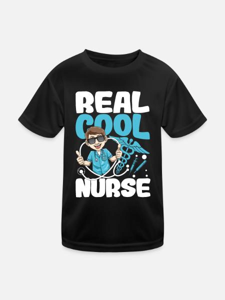 Real Cool Nurse für eine Pflegefachkraft - Kinder Funktions-T-Shirt - Schwarz - Vorne