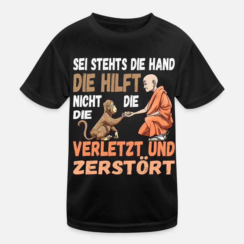 Helfende Hand Helfen Affe Mönch Nächstenliebe - Kinder Funktions-T-Shirt - Schwarz
