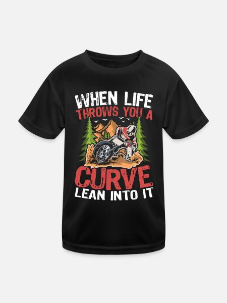 When Life Throws You A Curve Lean Into It - Kinder Funktions-T-Shirt - Schwarz - Vorne
