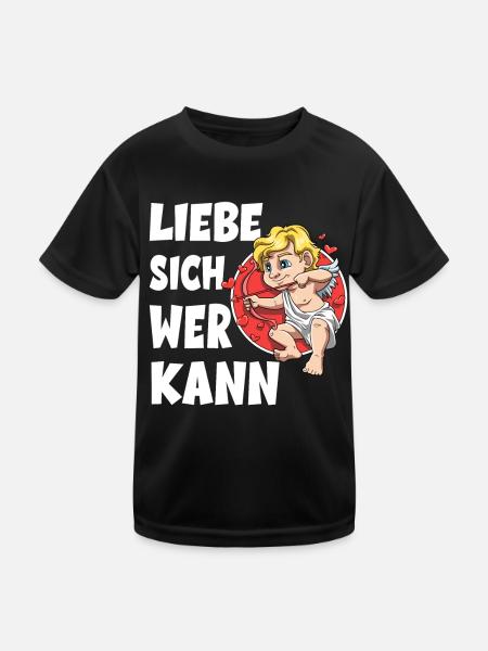 Liebe Sich Wer Kann für den Partner - Kinder Funktions-T-Shirt - Schwarz - Vorne