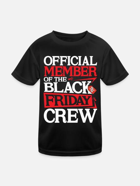 Official Member Of The Black Friday Crew - Kinder Funktions-T-Shirt - Schwarz - Vorne