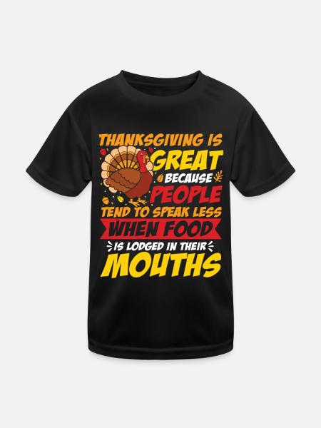 Thanksgiving Is Great für die Familie - Kinder Funktions-T-Shirt - Schwarz - Vorne