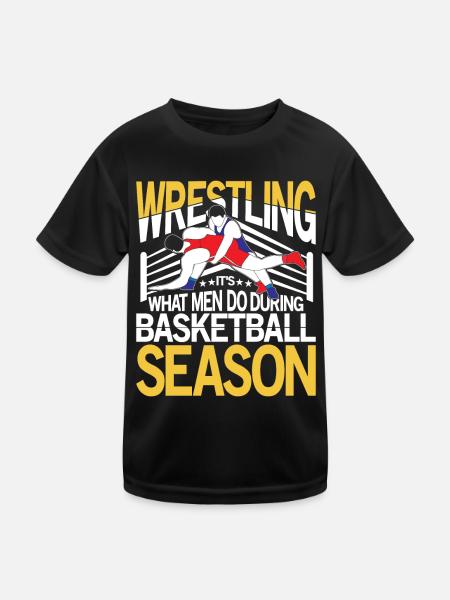 Wrestling What Men Do During Basketball Season - Kinder Funktions-T-Shirt - Schwarz - Vorne