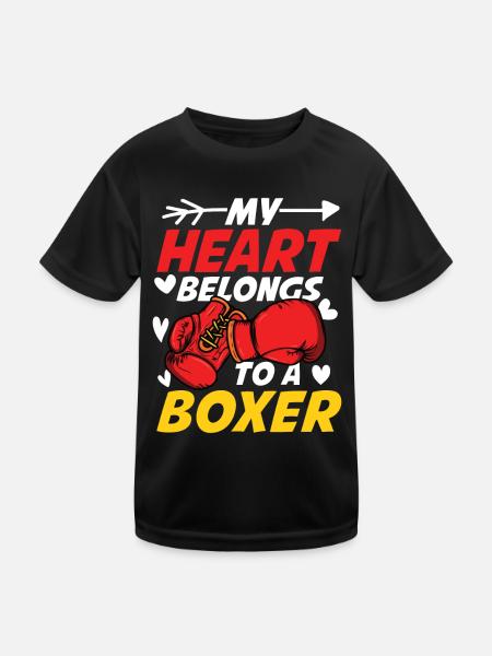 My Heart Belongs To A Boxer - Kinder Funktions-T-Shirt - Schwarz - Vorne