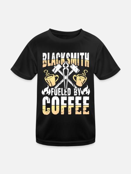 Blacksmith Fueled By Coffee - Kinder Funktions-T-Shirt - Schwarz - Vorne