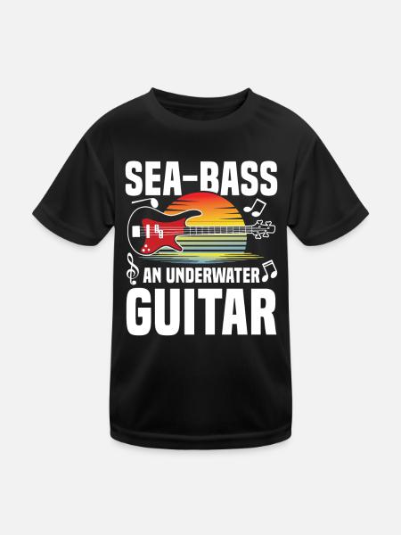 Sea Bass Gitarre - Kinder Funktions-T-Shirt - Schwarz - Vorne