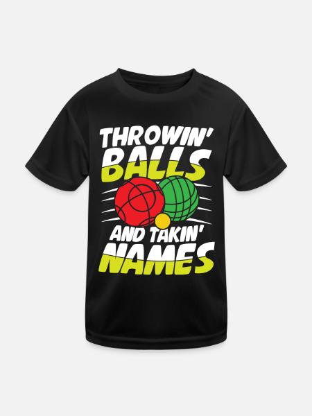 Petanque Petanque Boccia Bocce Boule für einen - Kinder Funktions-T-Shirt - Schwarz - Vorne