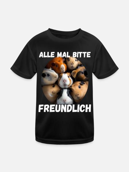 Alle Mal Bitte Freundlich Meerschweinchen Selfie - Kinder Funktions-T-Shirt - Schwarz - Vorne