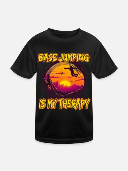 Base Jumping Is My Therapy - Kinder Funktions-T-Shirt - Schwarz - Vorne