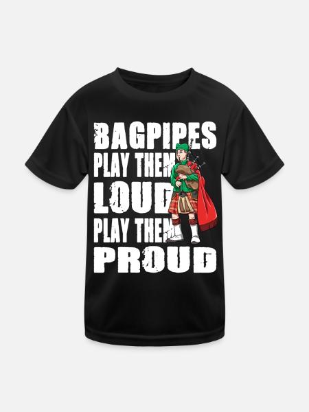 Dudelsack Instrument Schottland Kultur Geschenk - Kinder Funktions-T-Shirt - Schwarz - Vorne