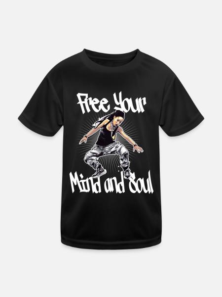 Free Your Mind And Soul Hip Hop Rap - Kinder Funktions-T-Shirt - Schwarz - Vorne