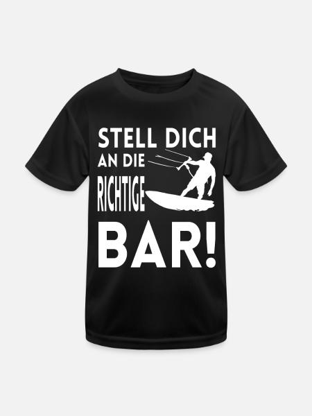 Stell dich an die richtige Bar Kitesurfen Kiten - Kinder Funktions-T-Shirt - Schwarz - Vorne