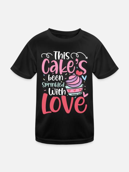 This Cake's Been Sprinkled With Love - Kinder Funktions-T-Shirt - Schwarz - Vorne
