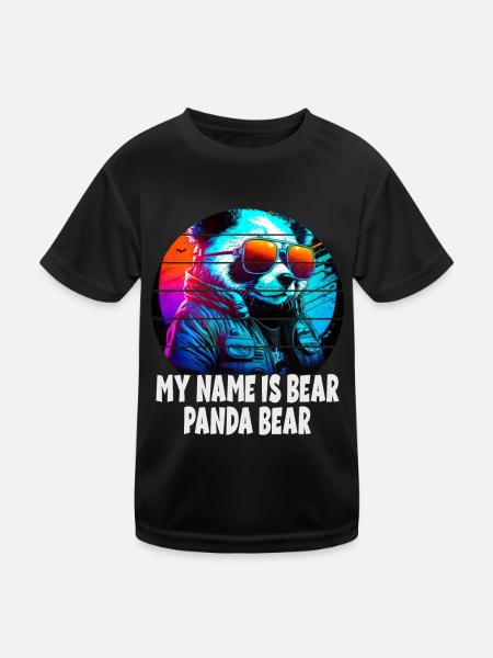 My Name Is Bear Panda Bear für Panda Fans - Kinder Funktions-T-Shirt - Schwarz - Vorne