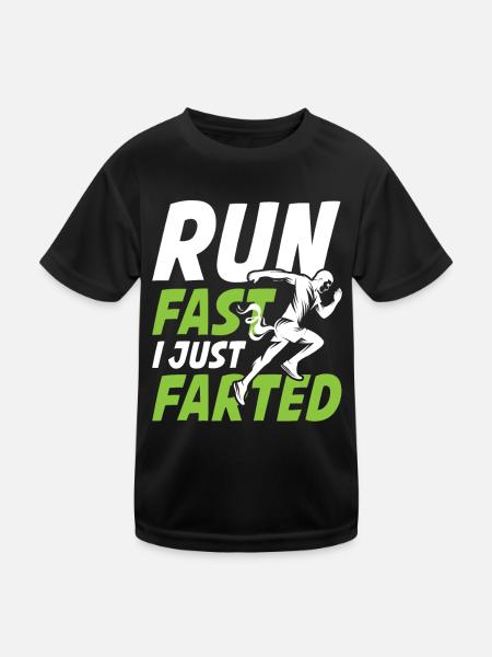 Run Fast I Just Farted für einen Jogger und - Kinder Funktions-T-Shirt - Schwarz - Vorne