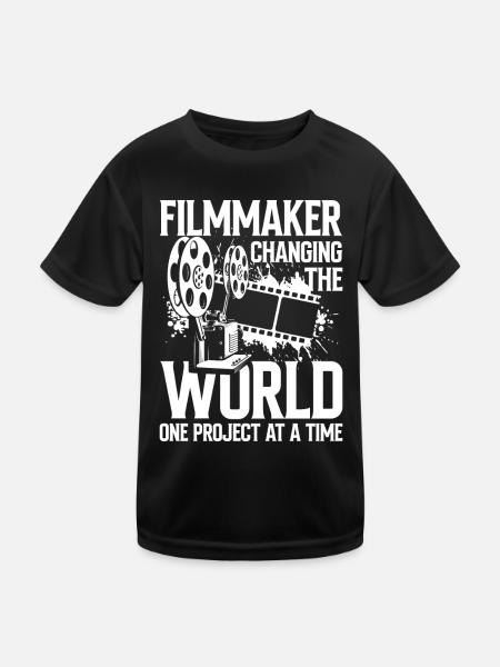 Filmmaker Changing The World One Project - Kinder Funktions-T-Shirt - Schwarz - Vorne