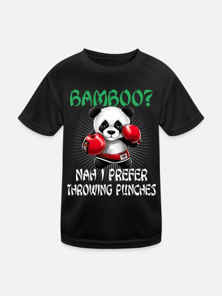 Panda Boxer Boxender Pandabär - Kinder Funktions-T-Shirt - Schwarz - Vorne