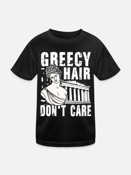 Greecy Hair Don't Care - Kinder Funktions-T-Shirt - Schwarz - Vorne