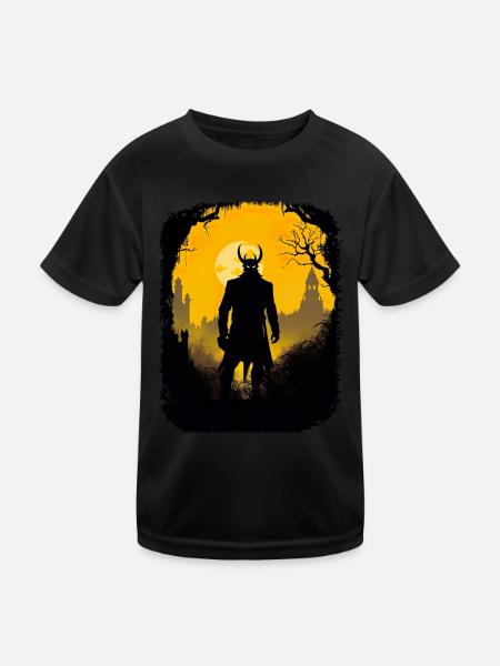 Gothik Okkult Satan Gotik Schwarze Szene Wicca - Kinder Funktions-T-Shirt - Schwarz - Vorne