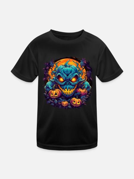 Bad Pumpkin Böser Kürbis Halloween - Kinder Funktions-T-Shirt - Schwarz - Vorne
