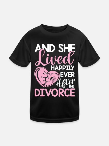 And She Lived Happily Ever After The Divorce - Kinder Funktions-T-Shirt - Schwarz - Vorne