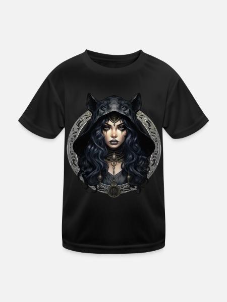 Gothik Okkult Satan Gotik Schwarze Szene Wicca - Kinder Funktions-T-Shirt - Schwarz - Vorne
