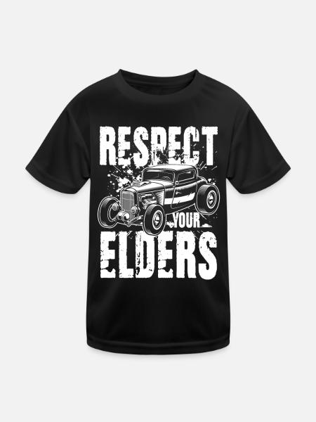 Respect Your Elders - Kinder Funktions-T-Shirt - Schwarz - Vorne