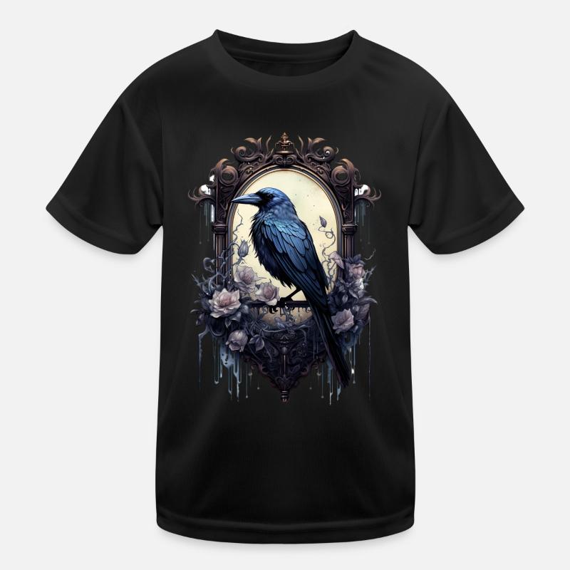 Gothik Okkult Rabe Gotik Schwarze Szene Wicca Kinder Funktions-T-Shirt