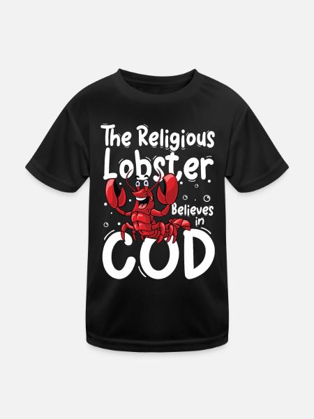 The Religions Lobster Believes In God - Kinder Funktions-T-Shirt - Schwarz - Vorne