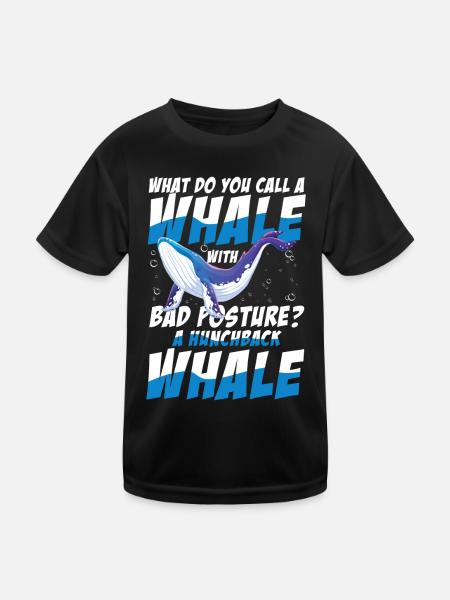 A Whale With Bad Posture A Hunchback Whale - Kinder Funktions-T-Shirt - Schwarz - Vorne