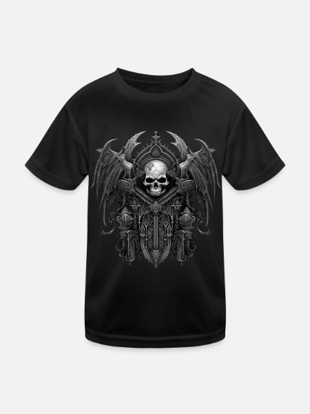 Gothik Okkult Rabe Gotik Schwarze Szene Wicca - Kinder Funktions-T-Shirt - Schwarz - Vorne