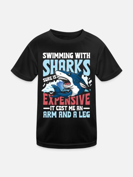 Swimming With Sharks - Kinder Funktions-T-Shirt - Schwarz - Vorne