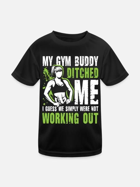 My Gym Buddy Ditched Me Calisthenics - Kinder Funktions-T-Shirt - Schwarz - Vorne