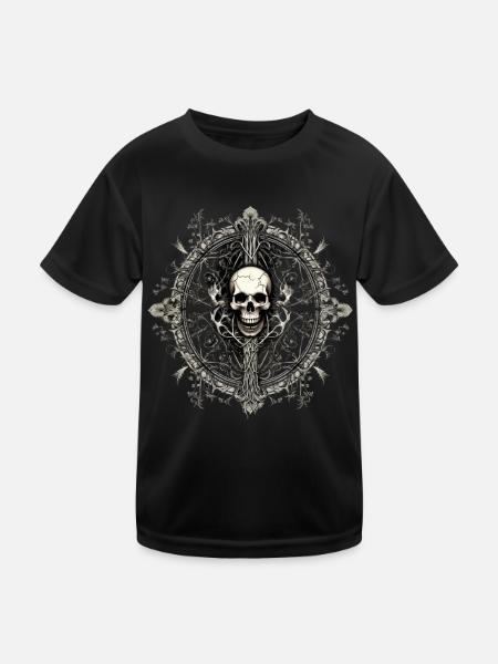 Gothik Okkult Rabe Gotik Schwarze Szene Wicca - Kinder Funktions-T-Shirt - Schwarz - Vorne